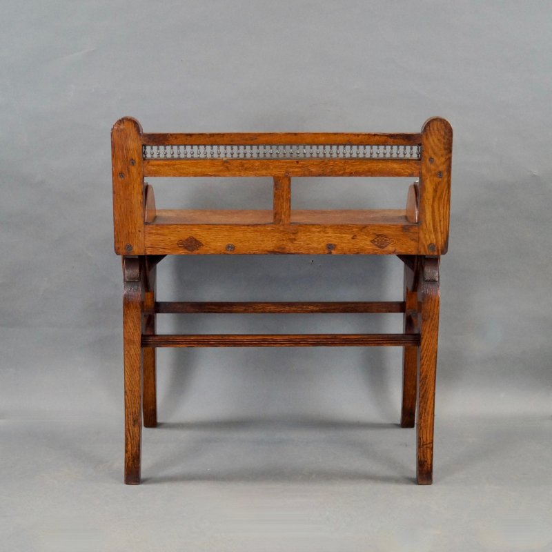 An Oak And Brass Mounted Hall Bench By James Shoolbred & Co.
