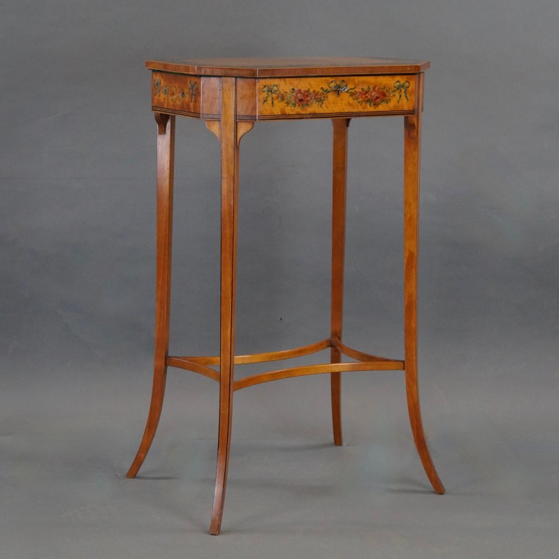 A Highly Decorative Edwardian Satinwood Work Table
