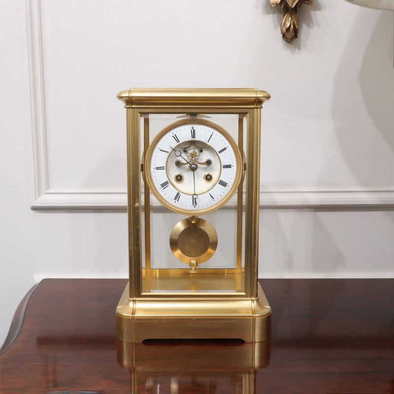 French Gilt Brass Gorge Case Mantel Clock by Samuel Marti