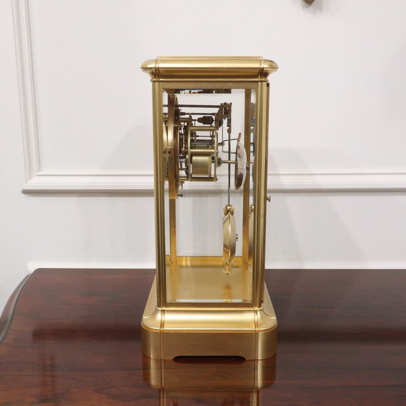 French Gilt Brass Gorge Case Mantel Clock by Samuel Marti