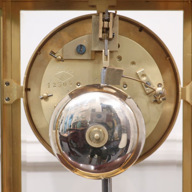 French Gilt Brass Gorge Case Mantel Clock by Samuel Marti