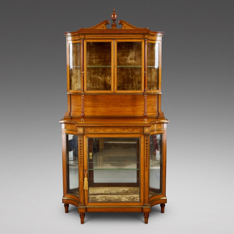 A Superb Quality Satinwood & Marquetry Display Cabinet