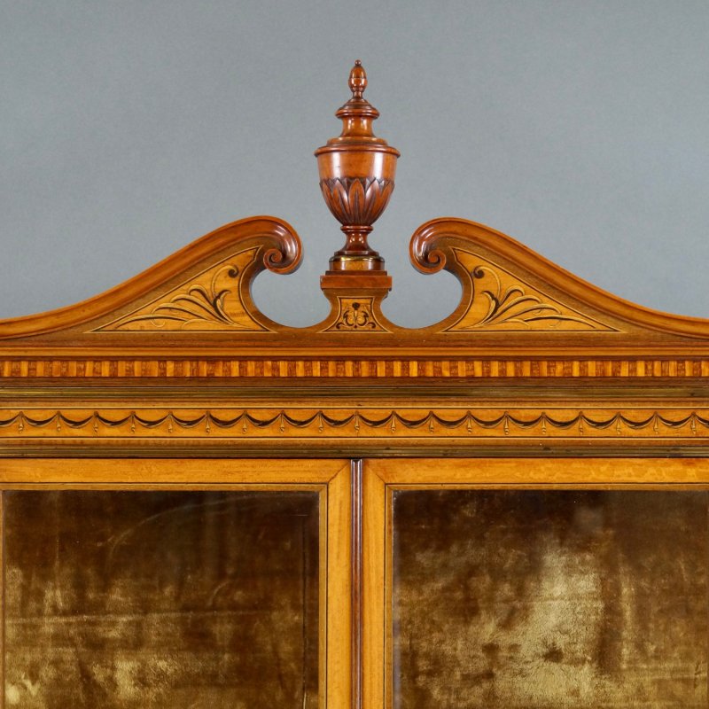 A Superb Quality Satinwood & Marquetry Display Cabinet