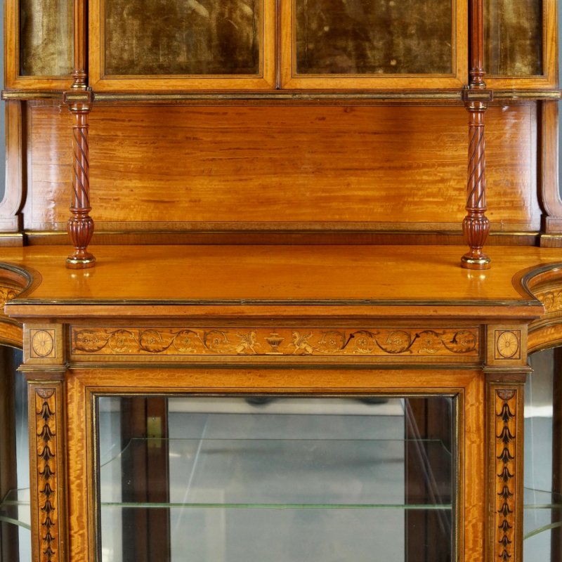 A Superb Quality Satinwood & Marquetry Display Cabinet