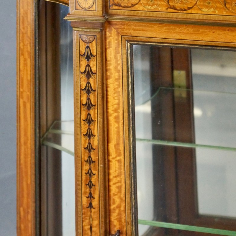 A Superb Quality Satinwood & Marquetry Display Cabinet
