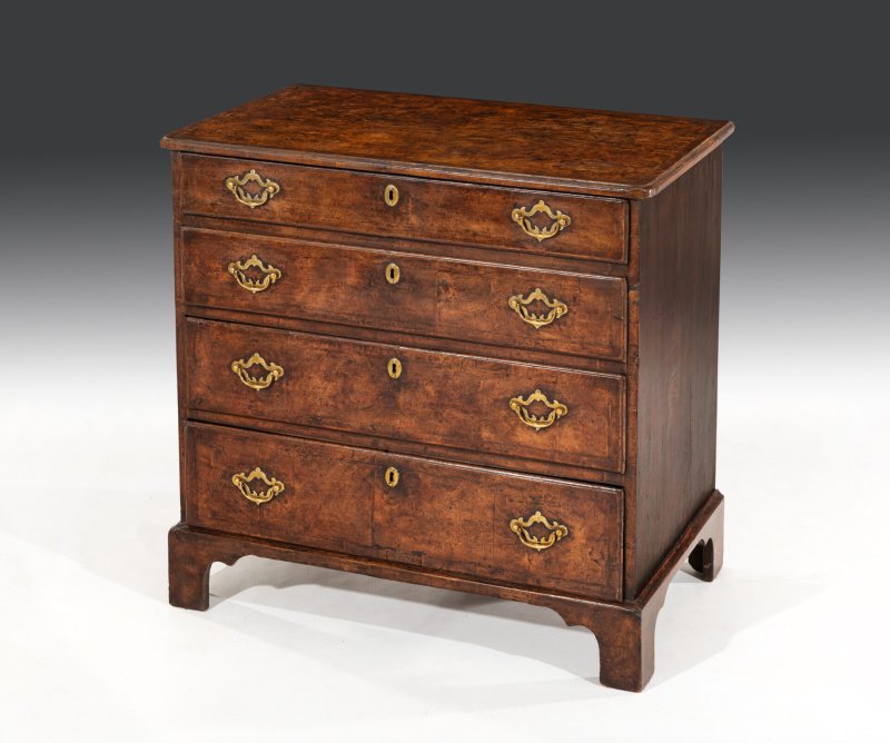 George II Period Burr Elm and Feather Banded Chest