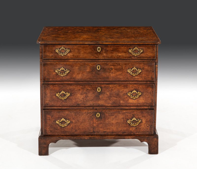 George II Period Burr Elm and Feather Banded Chest