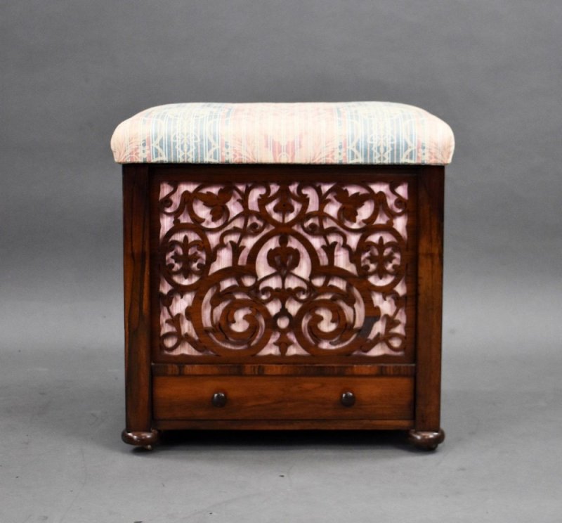 Mid Victorian Rosewood Ottoman
