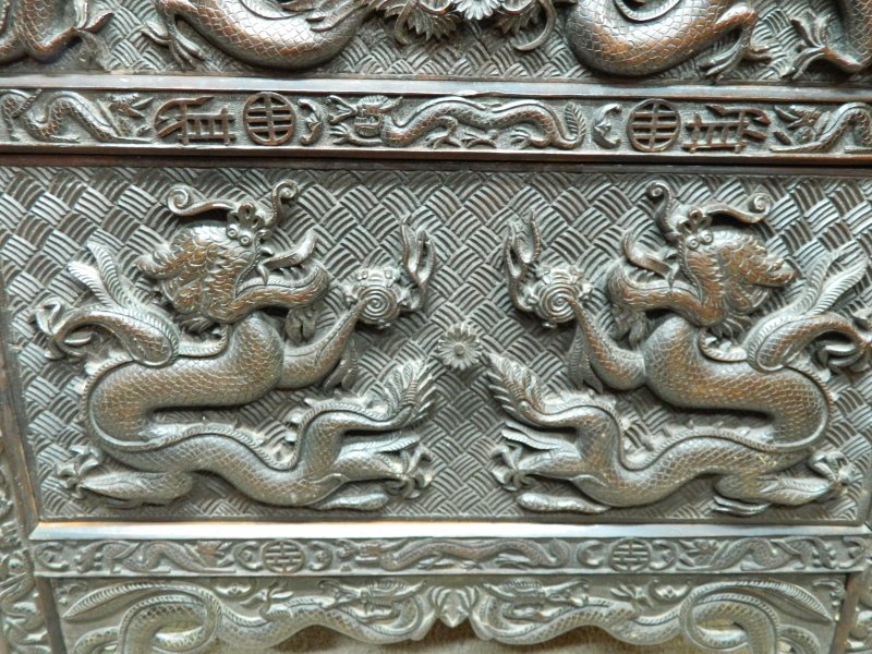 Antique Chinese Dragon Carved Bureau