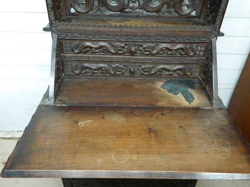 Antique Chinese Dragon Carved Bureau