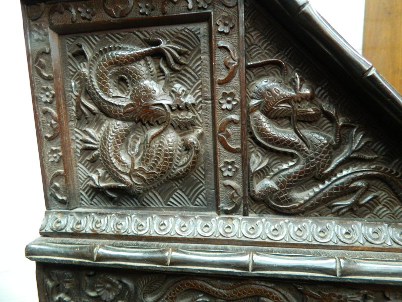 Antique Chinese Dragon Carved Bureau