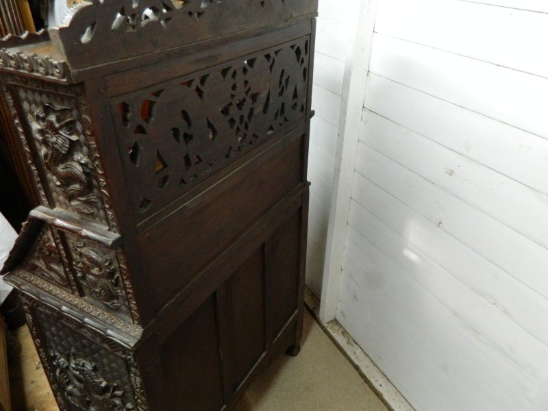 Antique Chinese Dragon Carved Bureau