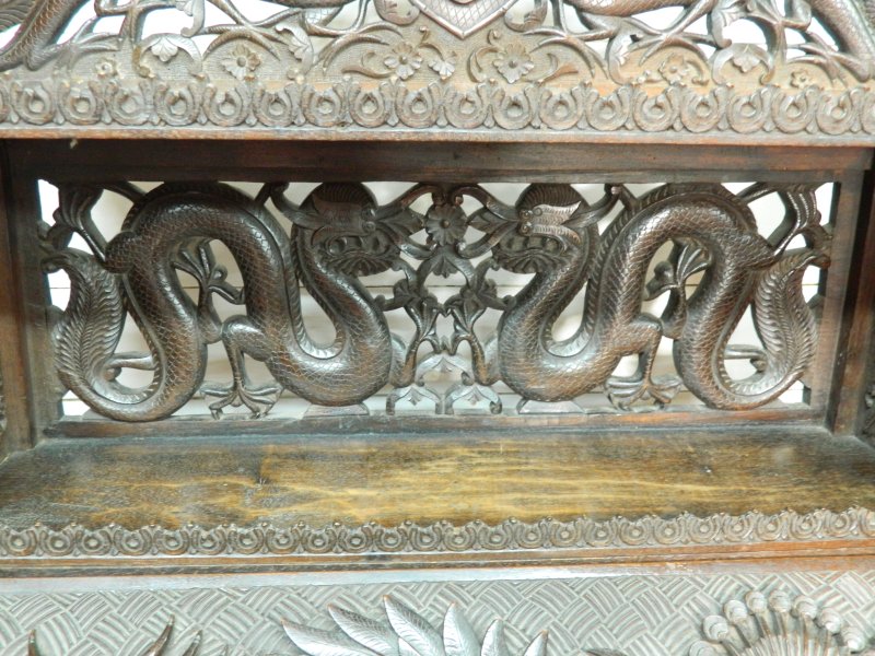 Antique Chinese Dragon Carved Bureau