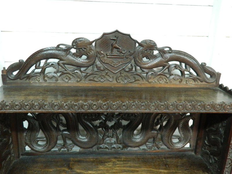 Antique Chinese Dragon Carved Bureau