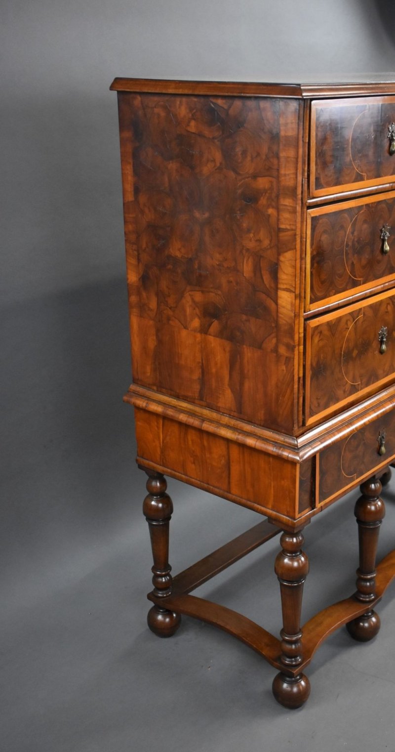 William & Mary Oyster Veneer Chest On Stand