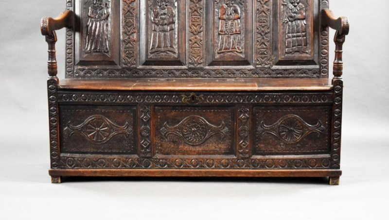 18th Century Carved Oak Settle