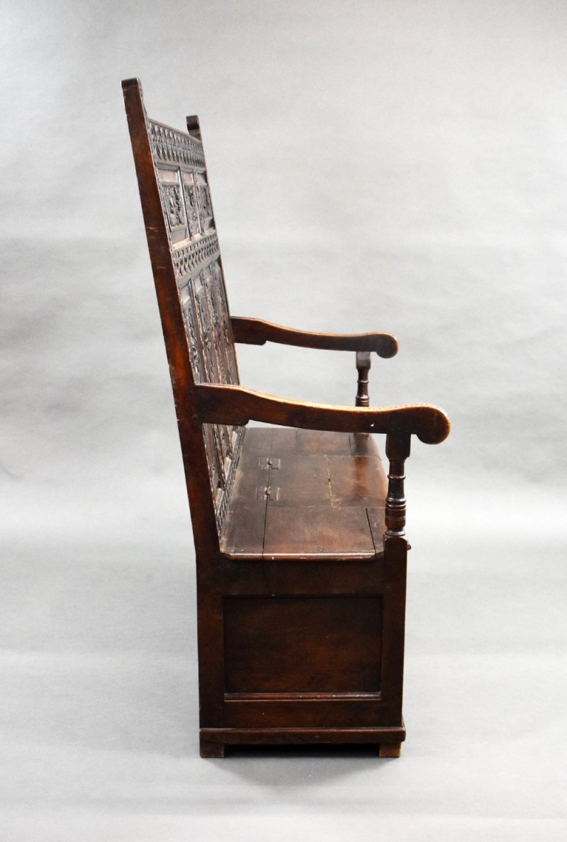 18th Century Carved Oak Settle