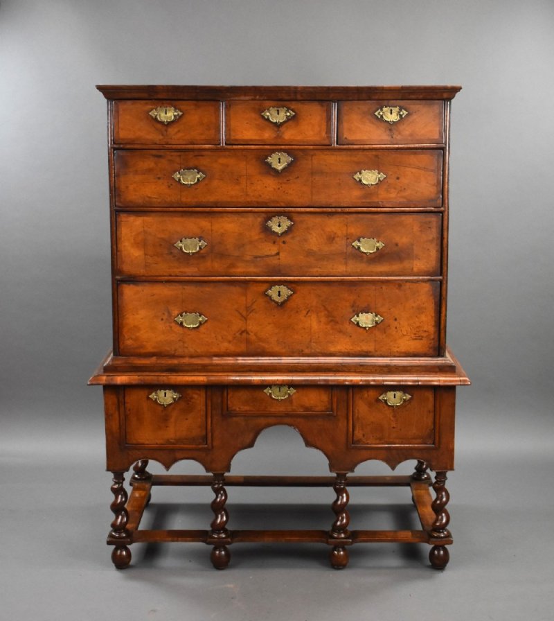 George II Burr Walnut Chest On Stand