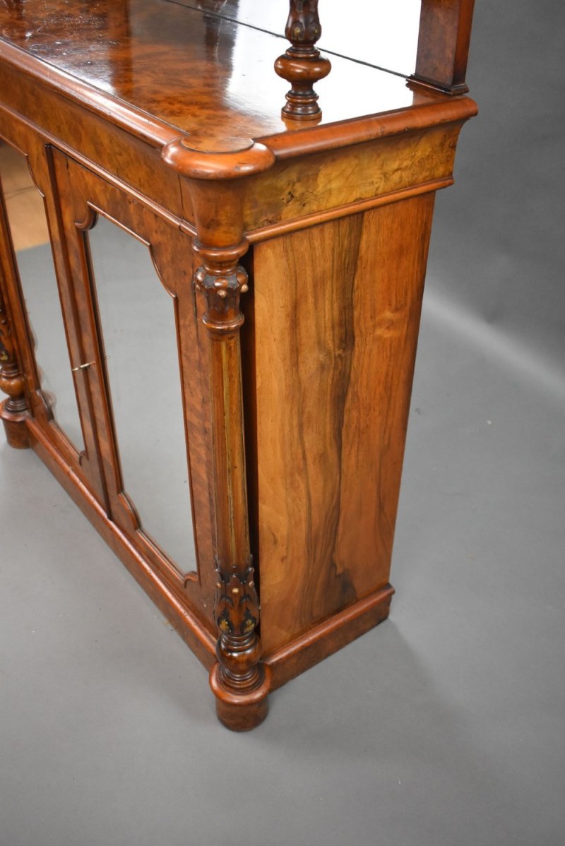 Victorian Burr Walnut Chiffonier Cabinet