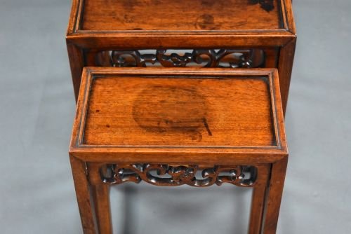 Set Four Graduated Chinese Hardwood Nest Tables