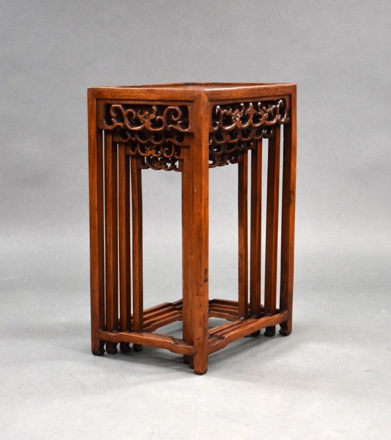 Set Four Graduated Chinese Hardwood Nest Tables