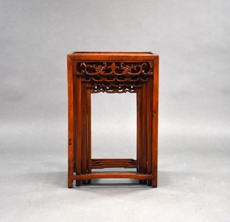 Set Four Graduated Chinese Hardwood Nest Tables