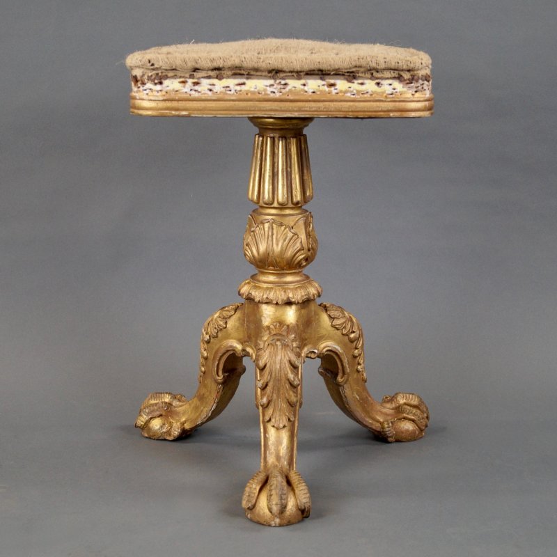 A Rare Gilt Music Stool Attributed To Gillows