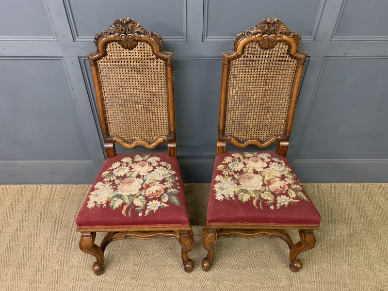 Pair of William and Mary Style Walnut Chairs by Waring & Gillow
