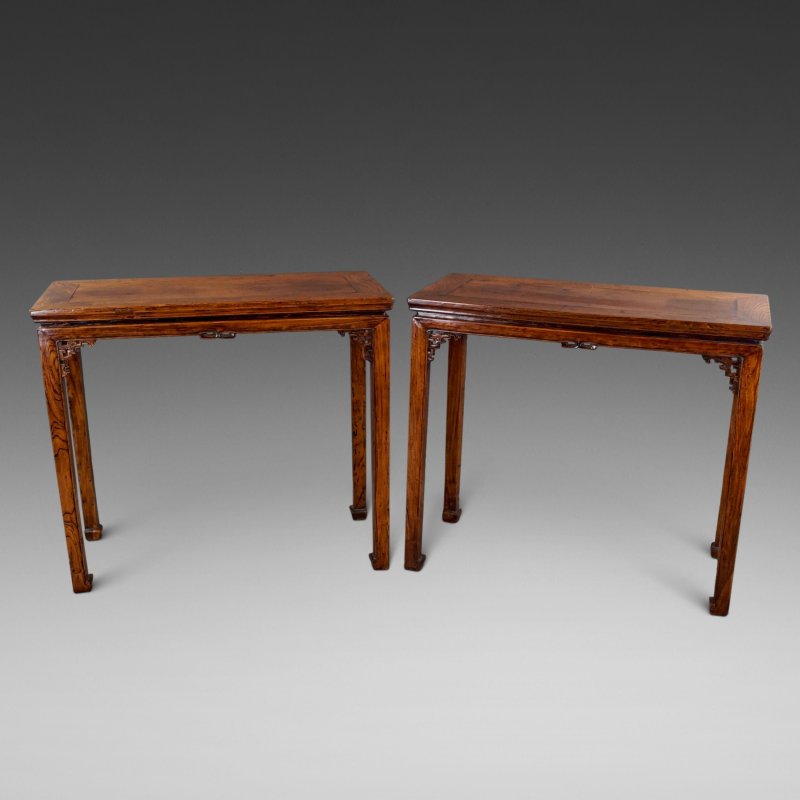 A Pair Of 19thc Chinese Elm Side Tables