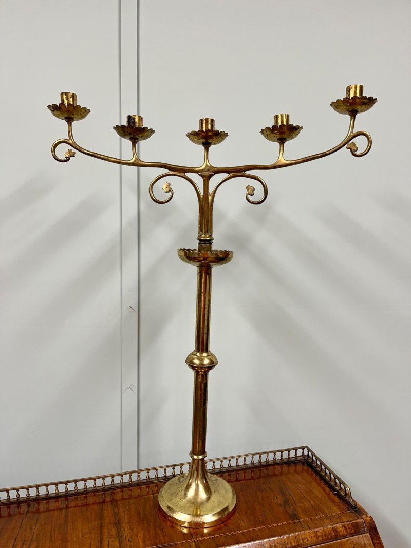 Pair Of Gothic Style Brass Candle Sticks