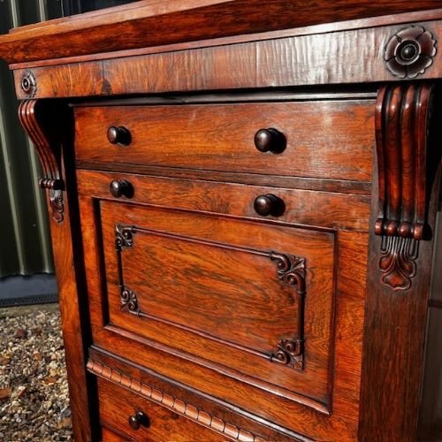 A William IV Period Rosewood Secrétaire Wellington Chest