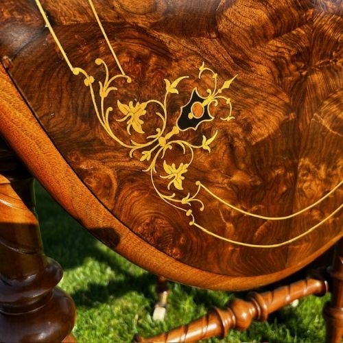 A Victorian Period Burr Walnut Antique "Baby" Sutherland Table.