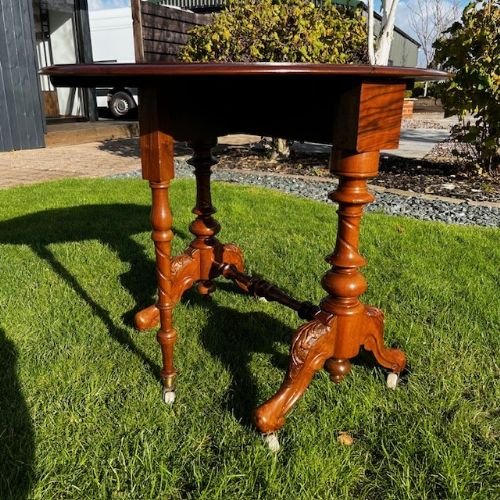 A Victorian Period Burr Walnut Antique "Baby" Sutherland Table.