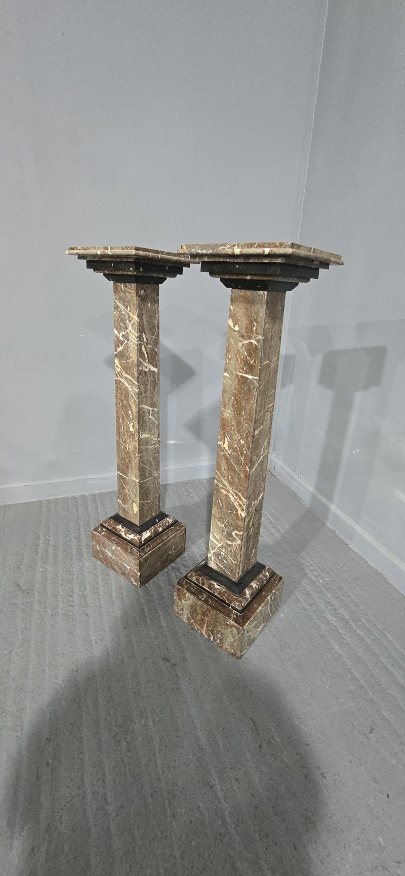Pair French Rouge Marble Columns