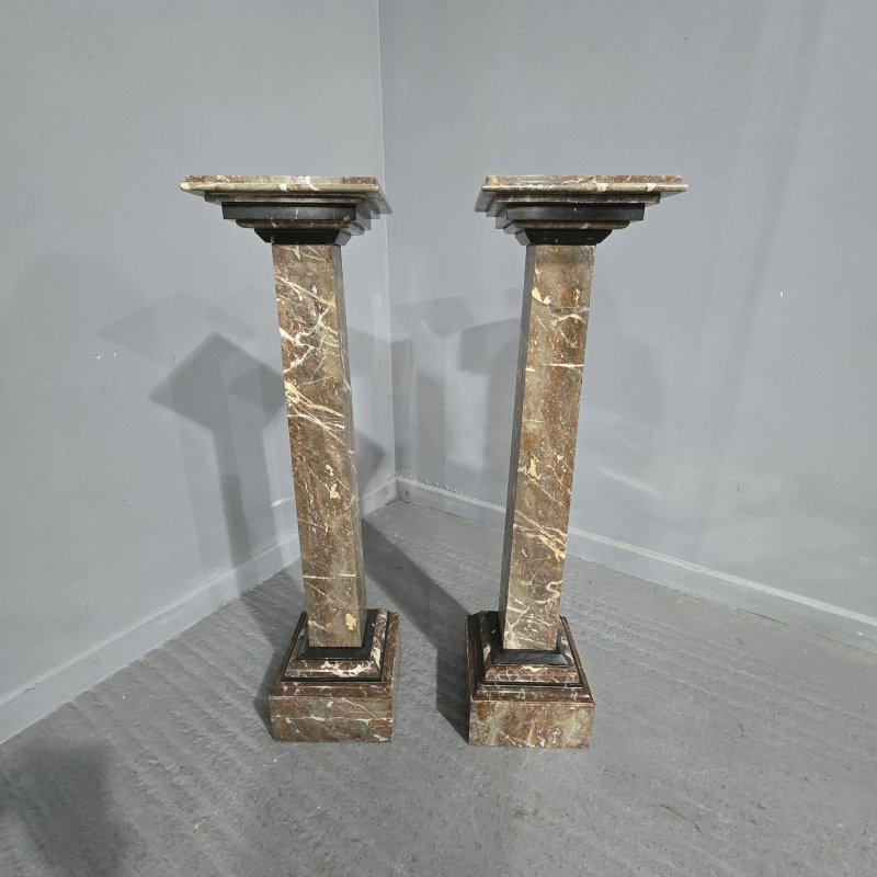 Pair French Rouge Marble Columns
