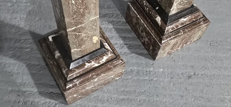 Pair French Rouge Marble Columns