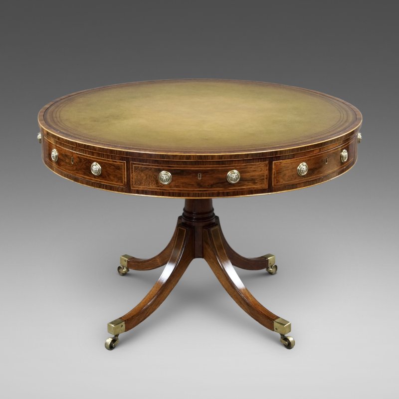 A Fine Regency Rosewood Drum Table