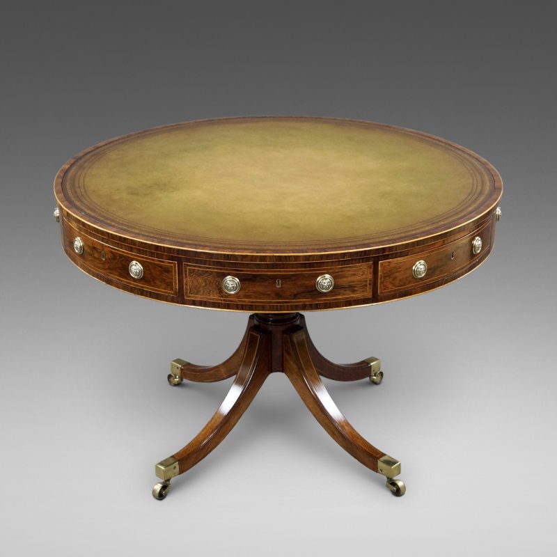 A Fine Regency Rosewood Drum Table