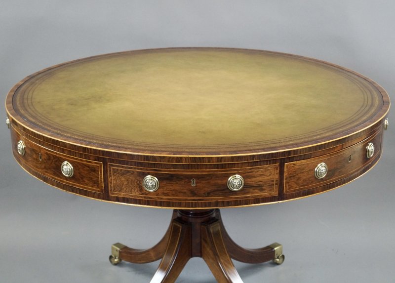 A Fine Regency Rosewood Drum Table