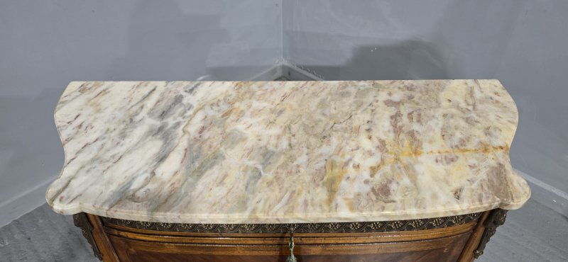 Superb Bombe Inlaid  Walnut Commode Chest of Drawers