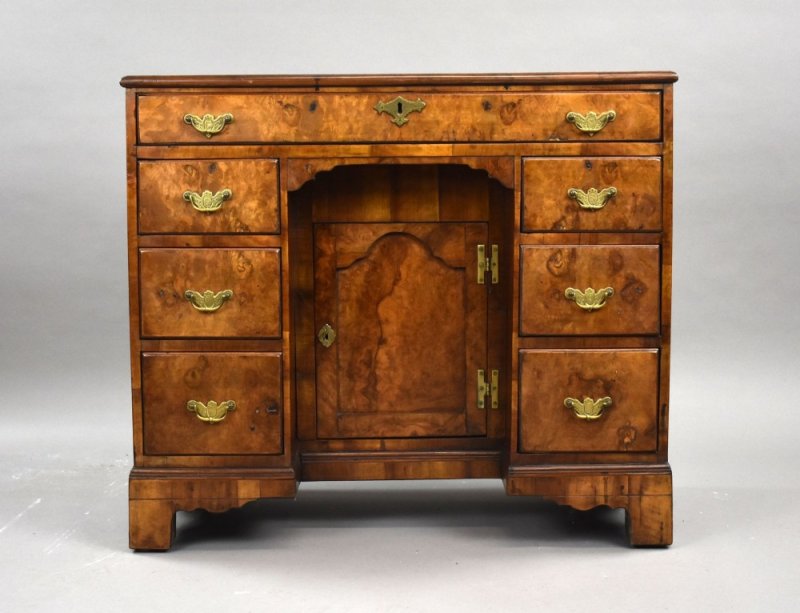 Antique Burr Walnut Kneehole Desk
