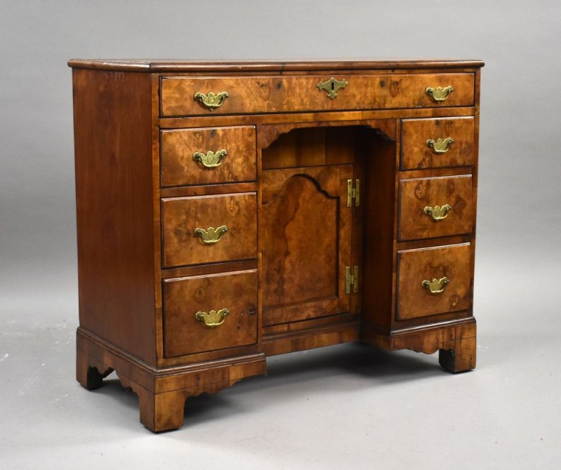 Antique Burr Walnut Kneehole Desk