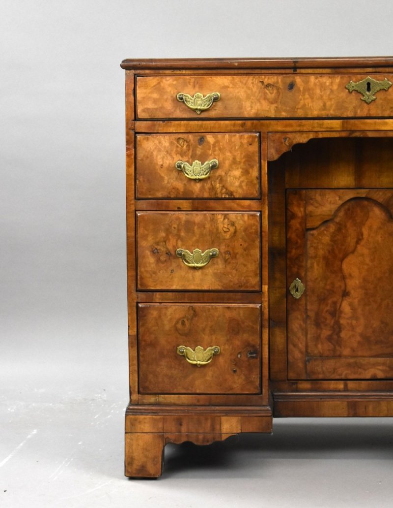 Antique Burr Walnut Kneehole Desk