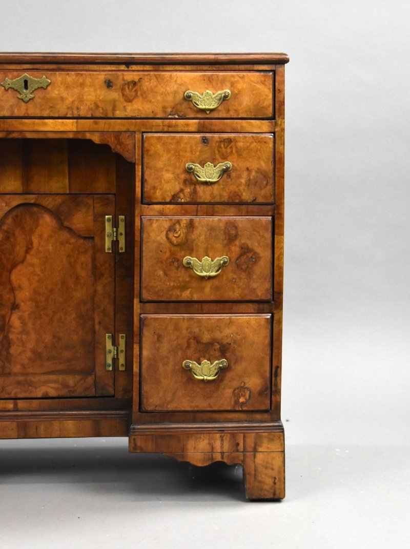Antique Burr Walnut Kneehole Desk