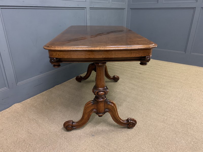 Victorian Burr Walnut Library Table by W J Mansell