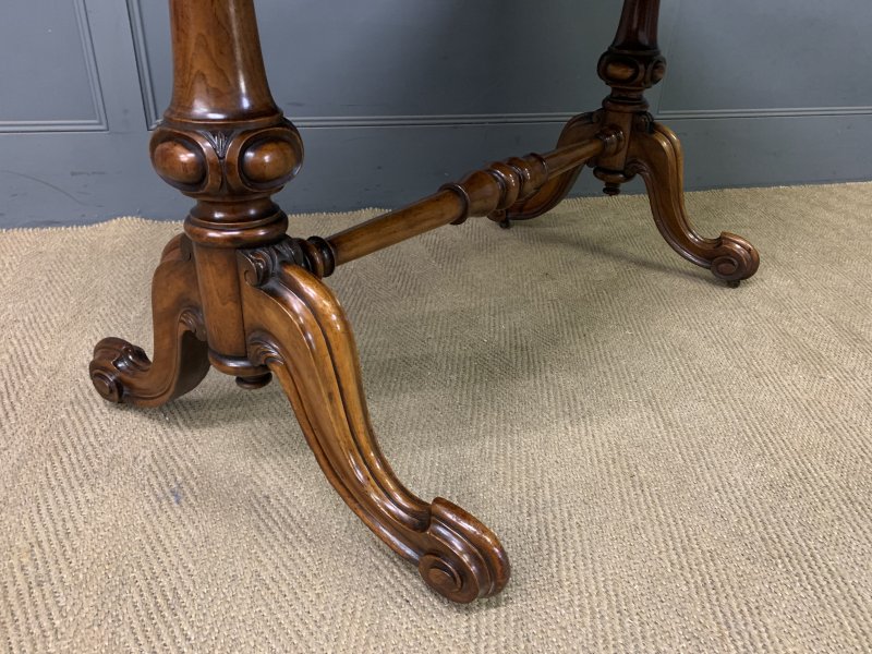 Victorian Burr Walnut Library Table by W J Mansell