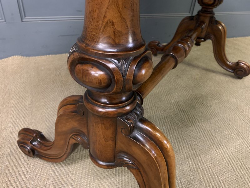 Victorian Burr Walnut Library Table by W J Mansell