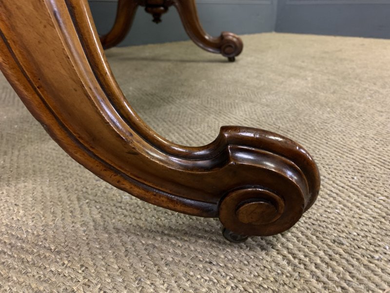 Victorian Burr Walnut Library Table by W J Mansell