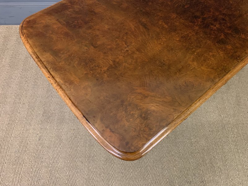 Victorian Burr Walnut Library Table by W J Mansell