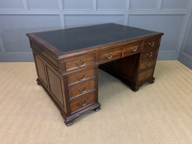 Mahogany Pedestal Partners Desk by Maple & Co.